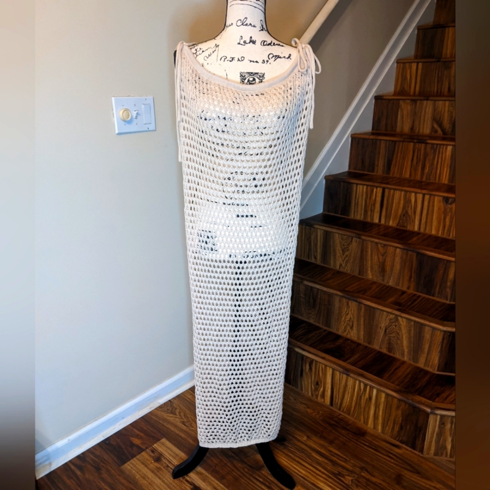 Knitted Cover Up Women's Summer Beach Dress Size S/M Natural Tan Color NWTs